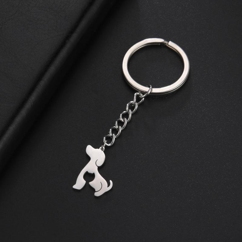Dog Cat Animal Keychain Stainless Steel Key Ring Gift Women Men Kids