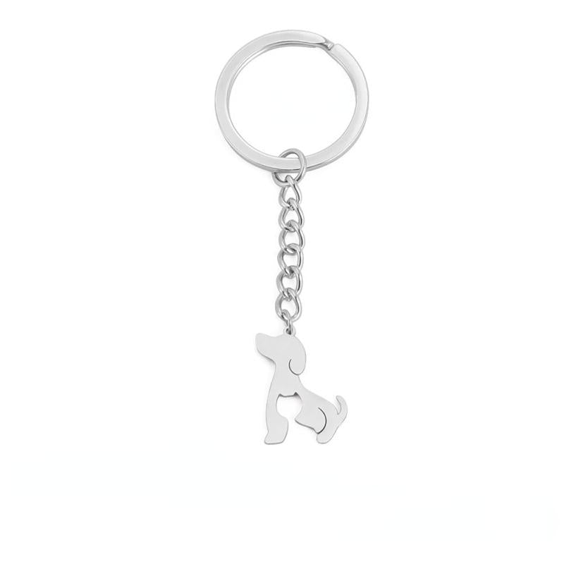 Dog Cat Animal Keychain Stainless Steel Key Ring Gift Women Men Kids