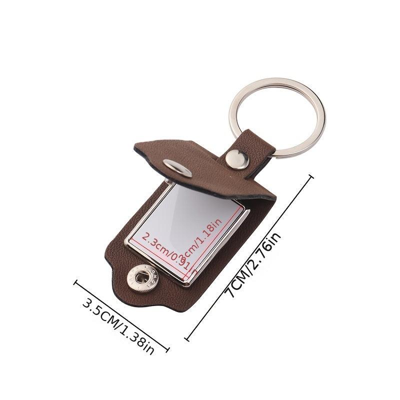 Blank Leather Keychain Photo Frame DIY Key Case