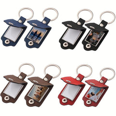 Blank Leather Keychain Photo Frame DIY Key Case