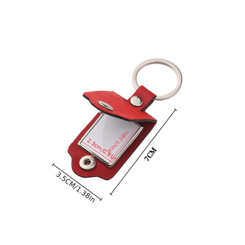Blank Leather Keychain Photo Frame DIY Key Case