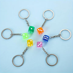Colorful Resin Dice Keychain Men Women Key Holder Car Keyring Charm Bag Pendants