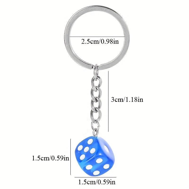 Colorful Resin Dice Keychain Men Women Key Holder Car Keyring Charm Bag Pendants