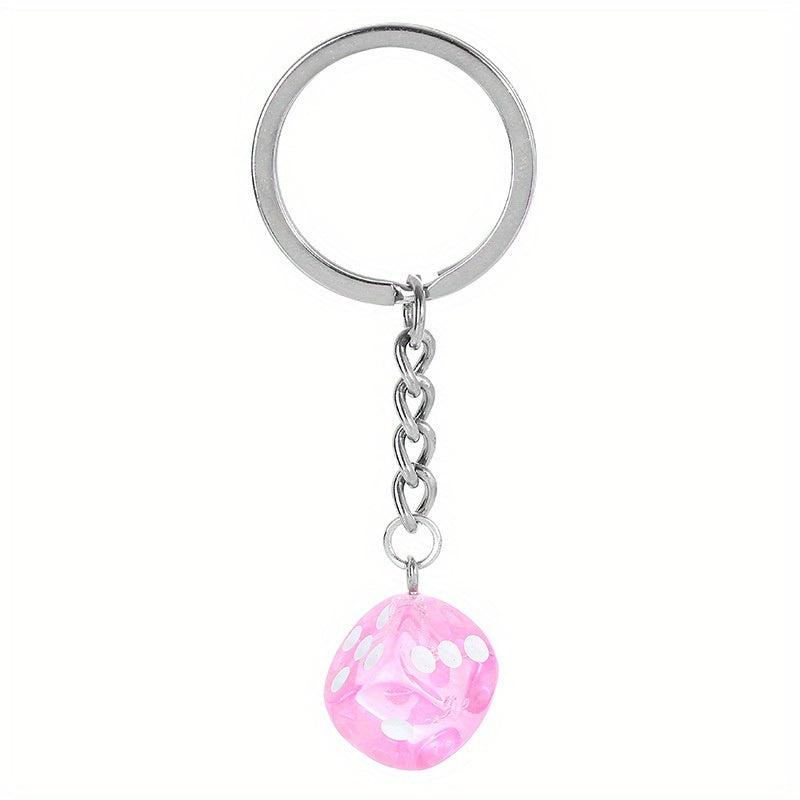 Colorful Resin Dice Keychain Men Women Key Holder Car Keyring Charm Bag Pendants