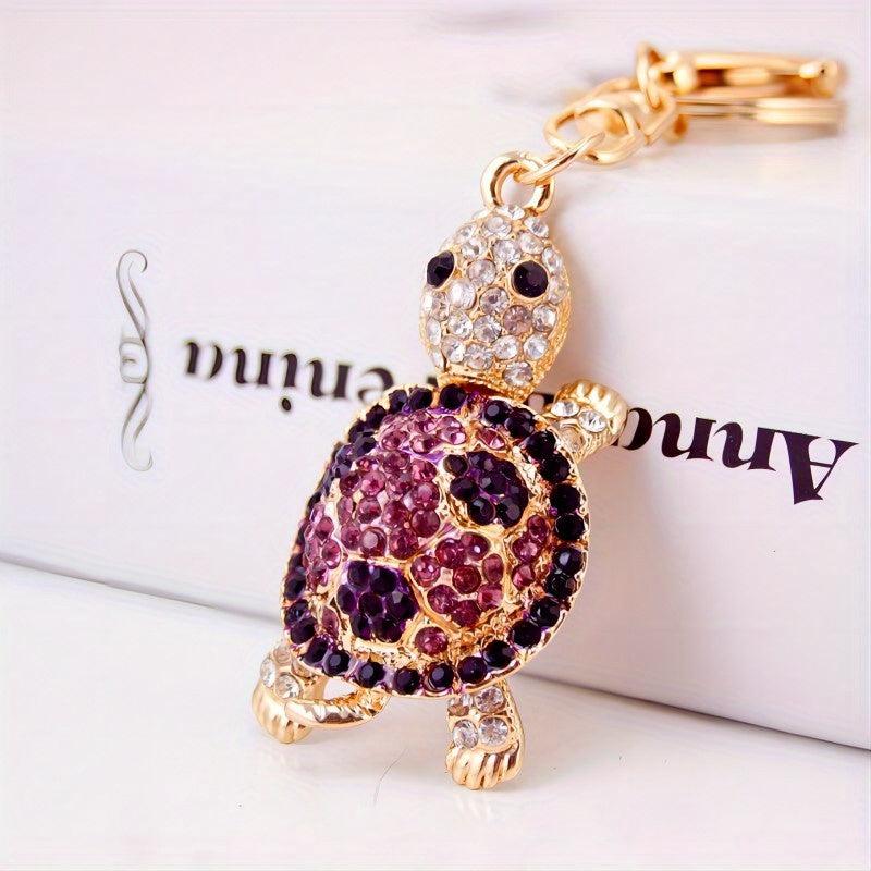 Turtle Car Keychain - Diamond Inlaid Animal Pendant