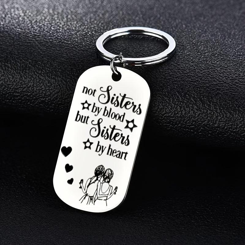 1pc Stainless Steel Sisters Keychain Gift