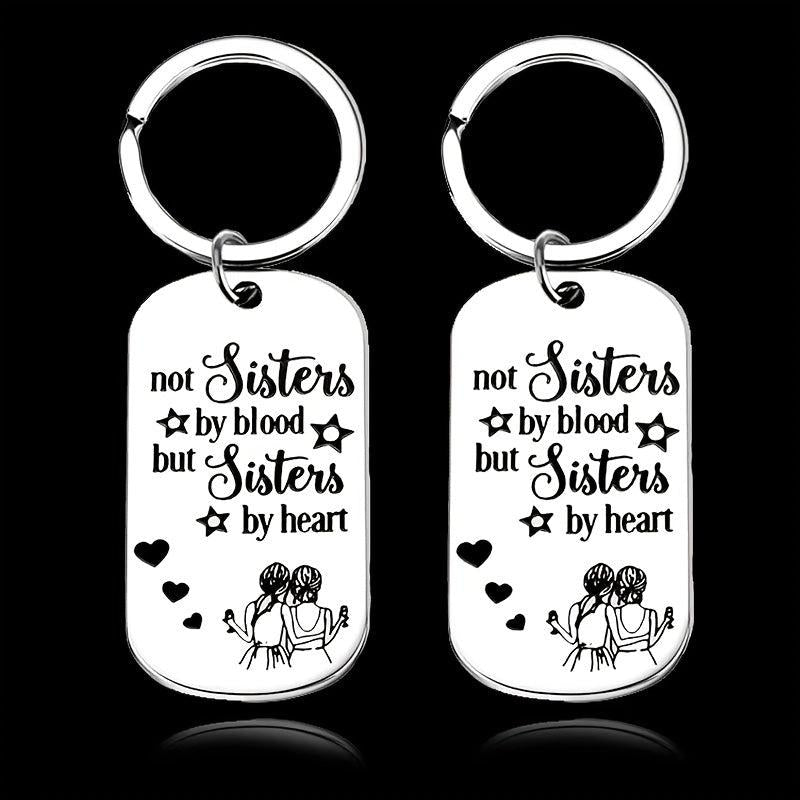 1pc Stainless Steel Sisters Keychain Gift