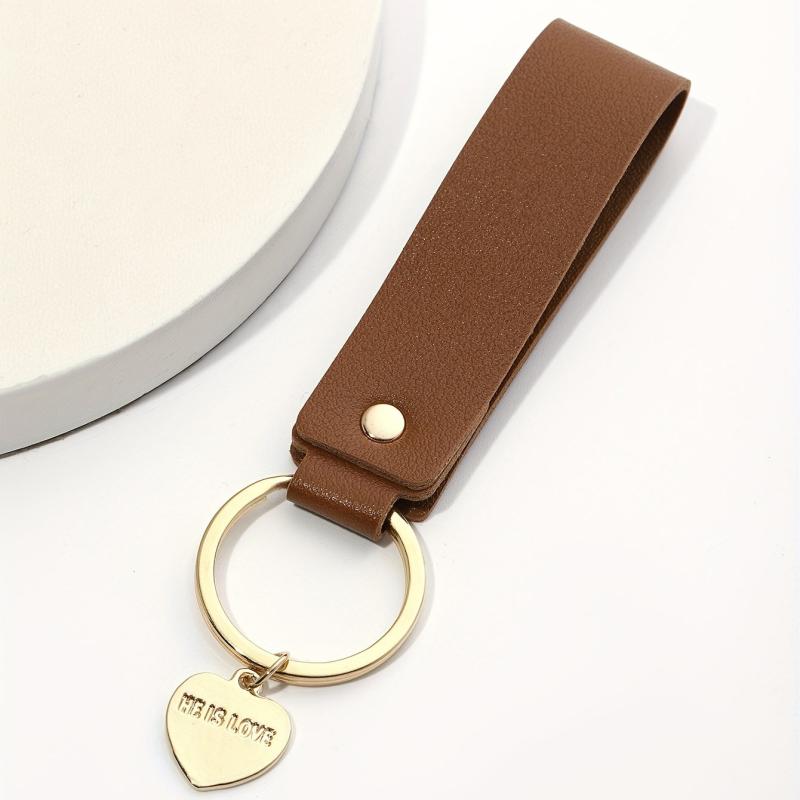 PU Leather Keychain For Men - Love Peach Heart Keychain For Men