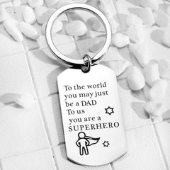 SUPERHERO DAD Stainless Steel Keychain