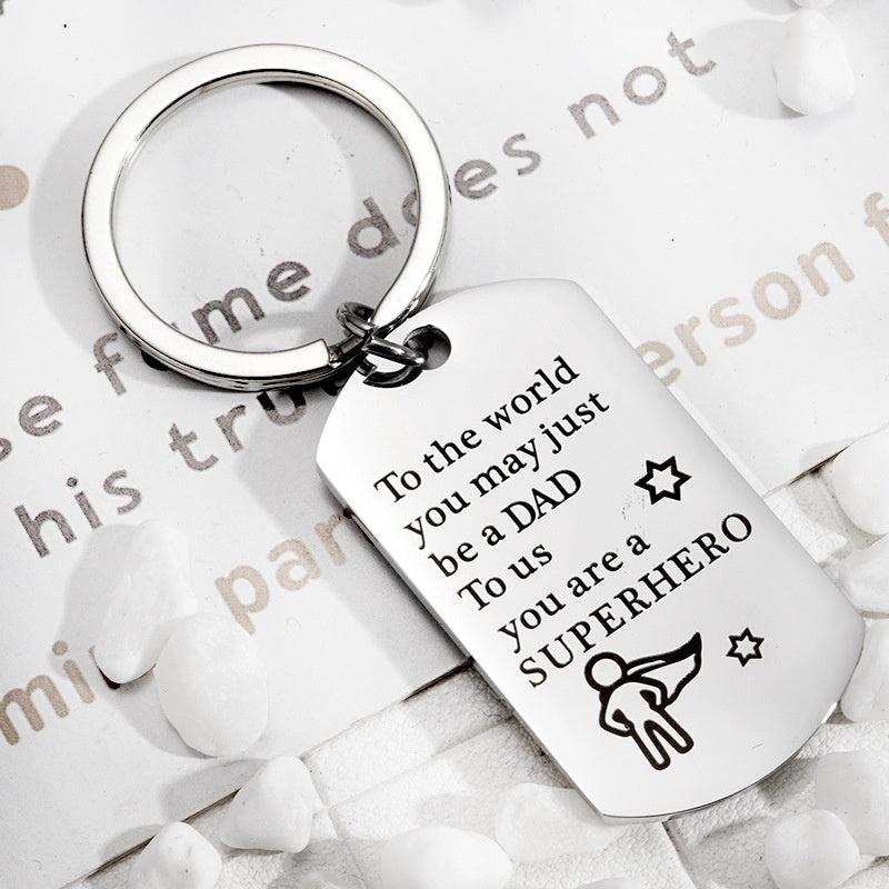 SUPERHERO DAD Stainless Steel Keychain