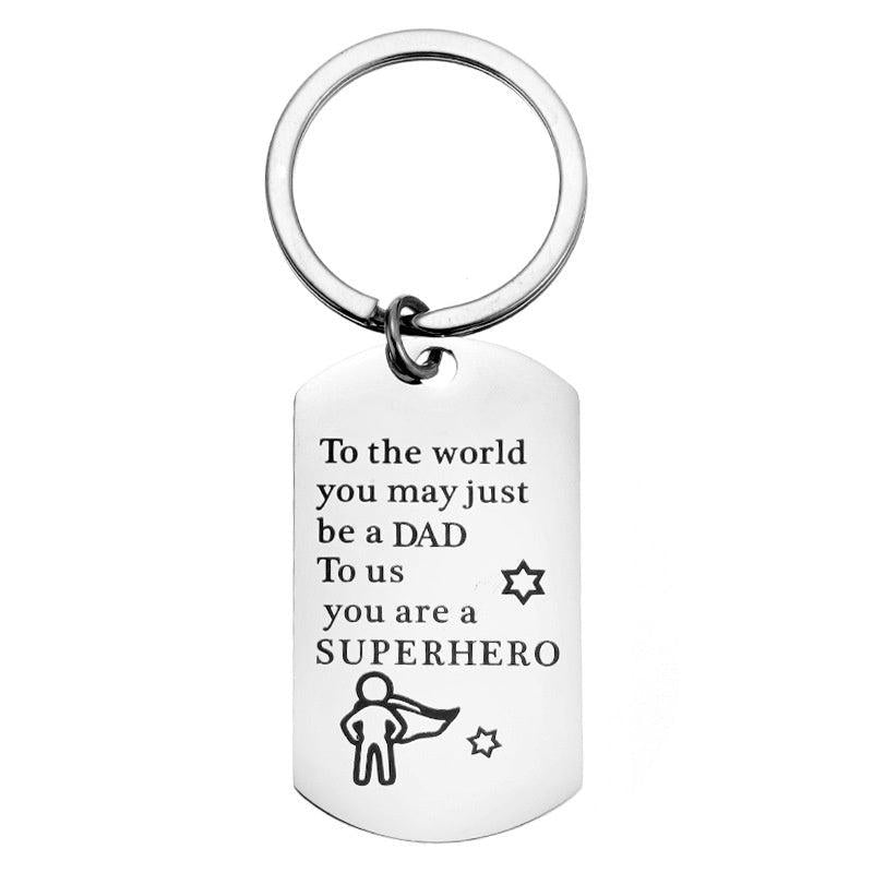 SUPERHERO DAD Stainless Steel Keychain