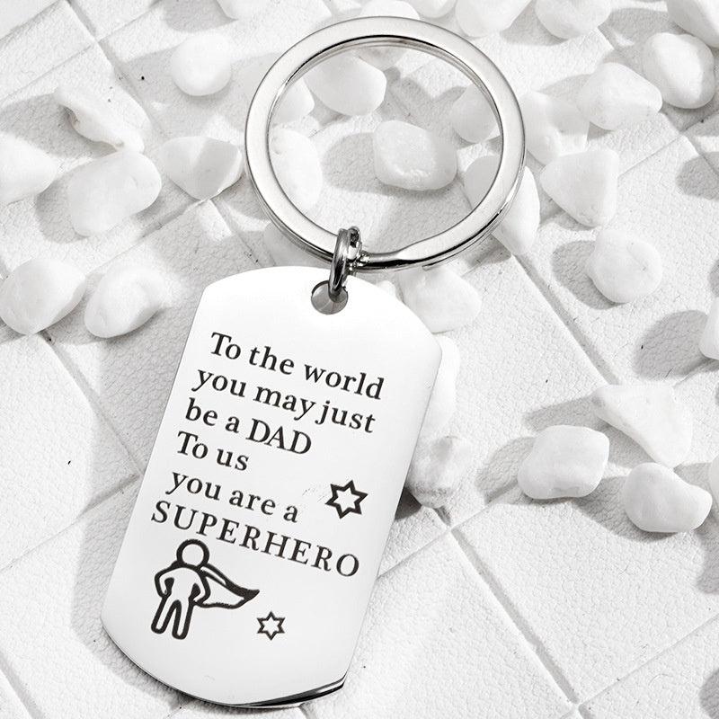 SUPERHERO DAD Stainless Steel Keychain