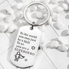 SUPERHERO DAD Stainless Steel Keychain