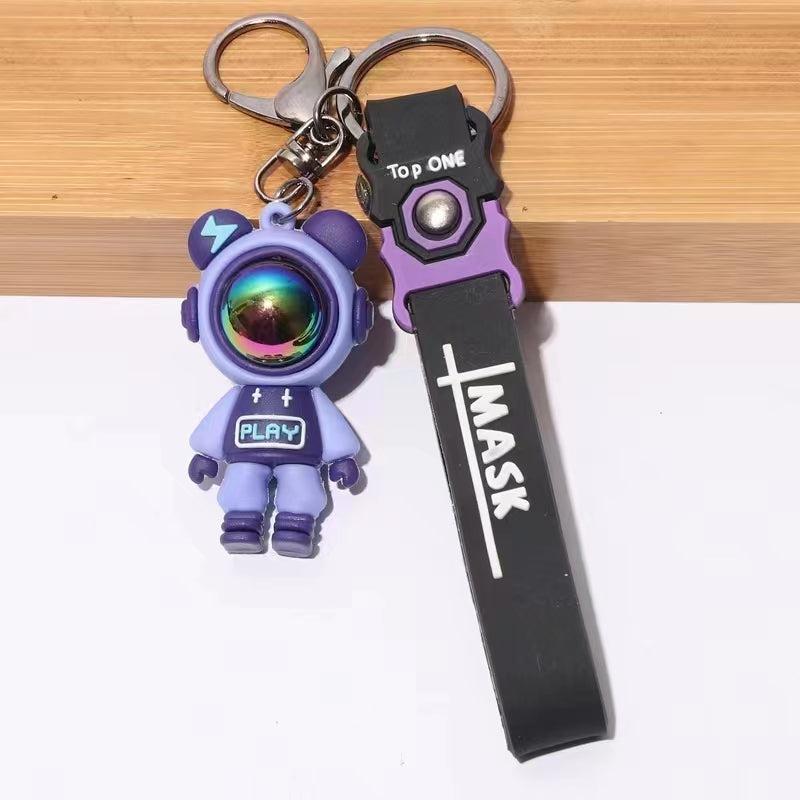 Tide Lightning Silicone Keychain Bear Backpack Pendant Car Key Couple Keychain