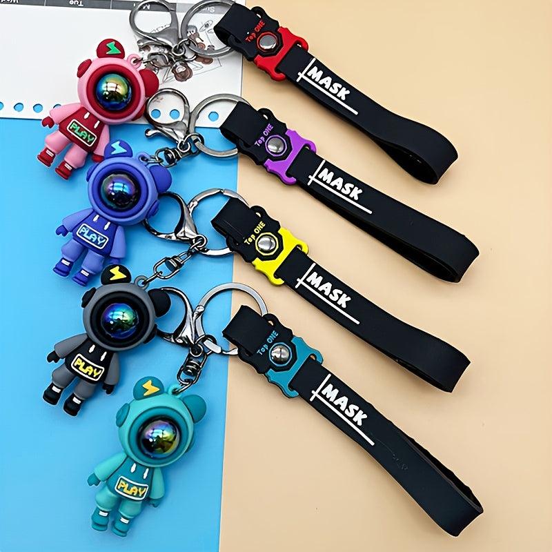 Tide Lightning Silicone Keychain Bear Backpack Pendant Car Key Couple Keychain