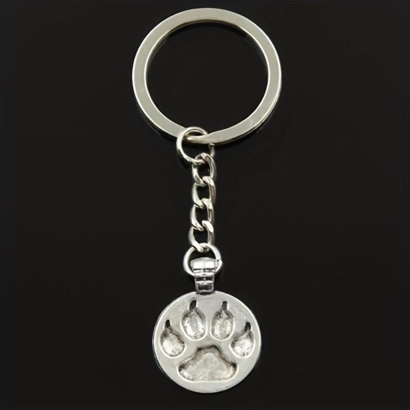 Silver Bear Cat Dog Paw Keychain for Men Keys Car Key Ring Pendant