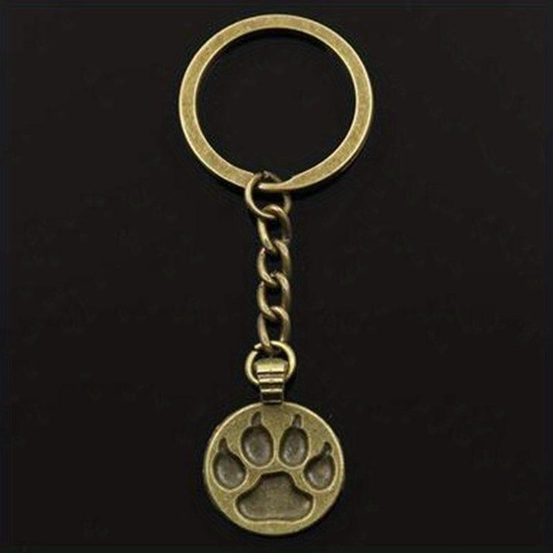 Silver Bear Cat Dog Paw Keychain for Men Keys Car Key Ring Pendant