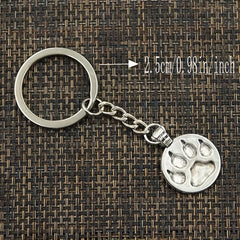 Silver Bear Cat Dog Paw Keychain for Men Keys Car Key Ring Pendant