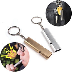 160db Alloy Double Hole Survival Whistle Keychain Camping Emergency Tool