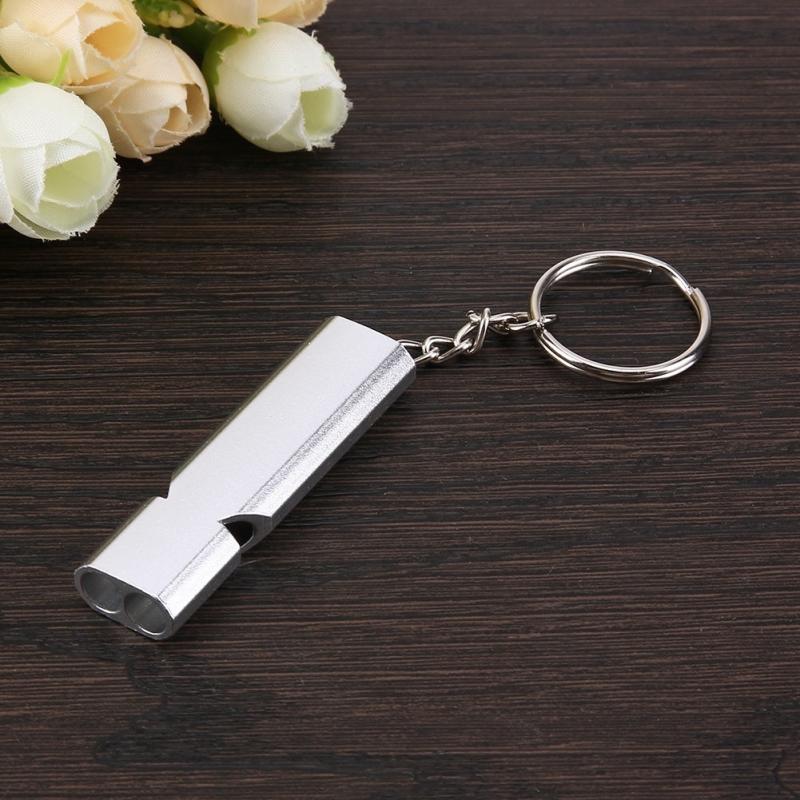 160db Alloy Double Hole Survival Whistle Keychain Camping Emergency Tool
