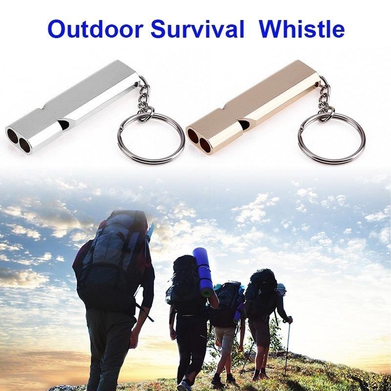 160db Alloy Double Hole Survival Whistle Keychain Camping Emergency Tool