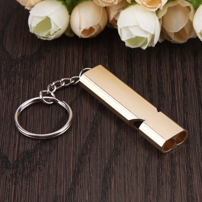 160db Alloy Double Hole Survival Whistle Keychain Camping Emergency Tool