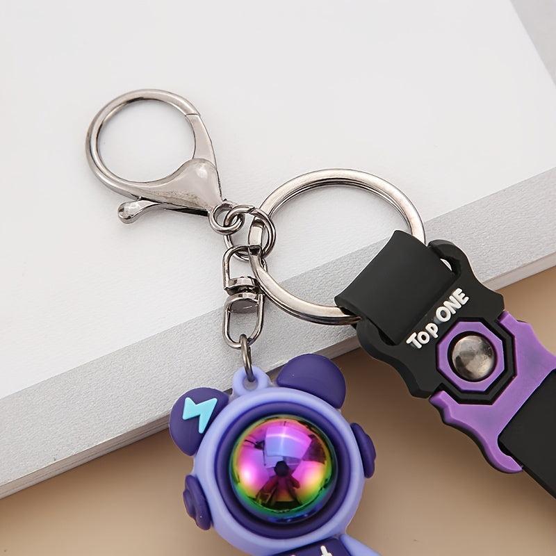 Epoxy Lightning Bear Keychain Car Doll Key Chain Wrist Rope Bag Charm Pendant