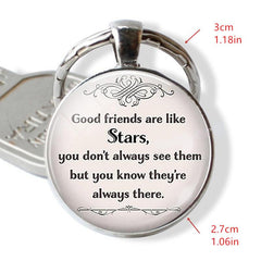 Good Friends Are Like Stars Keychain with Time Gemstone