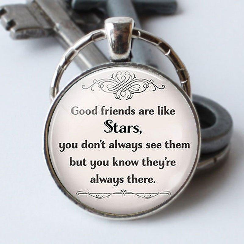 Good Friends Are Like Stars Keychain with Time Gemstone