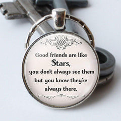 Good Friends Are Like Stars Keychain with Time Gemstone