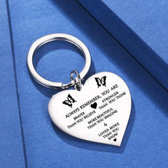 Stainless Steel Letter Heart Pendant Keychain