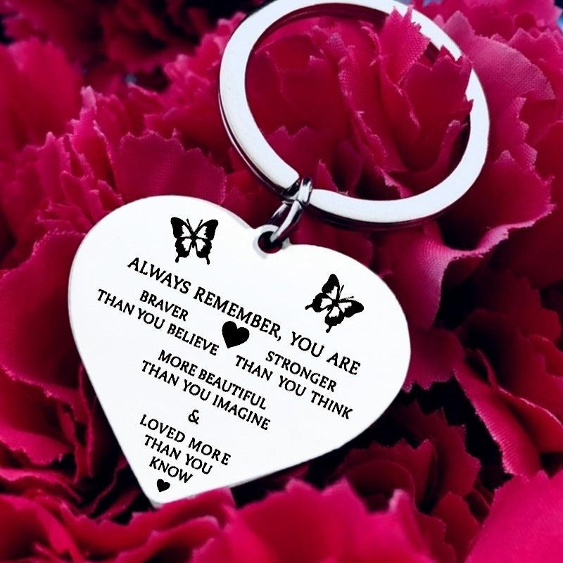 Stainless Steel Letter Heart Pendant Keychain