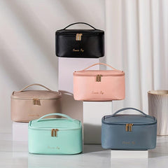 Portable Makeup Brush Organizer Bag Faux Leather Travel Toiletry Bag