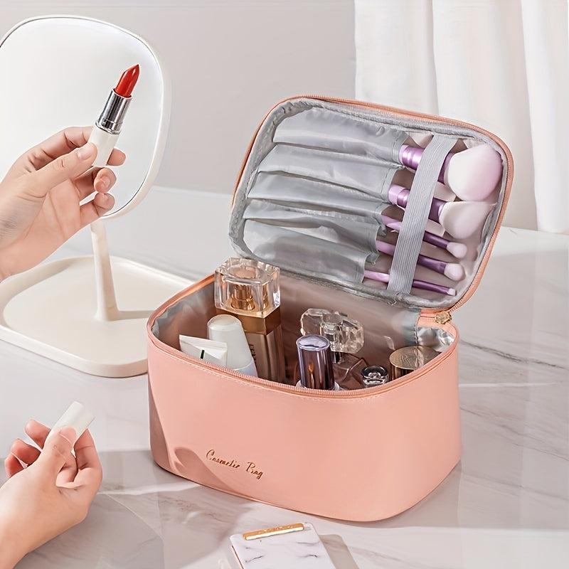 Portable Makeup Brush Organizer Bag Faux Leather Travel Toiletry Bag