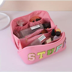 Chenille Letter Patches Cosmetic Bag Waterproof Makeup Storage Bag