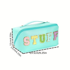 Chenille Letter Patches Cosmetic Bag Waterproof Makeup Storage Bag