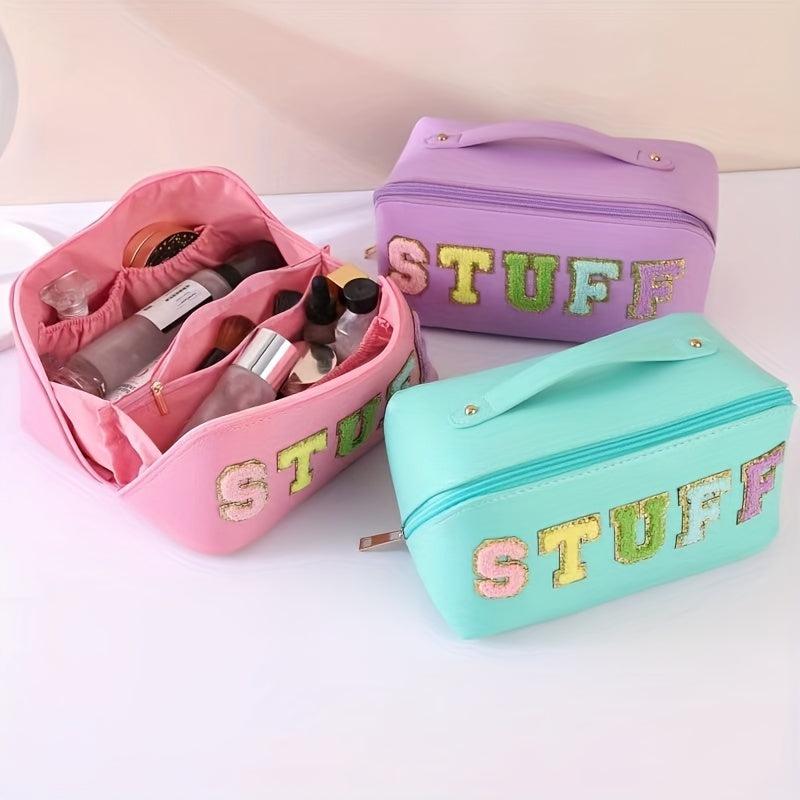 Chenille Letter Patches Cosmetic Bag Waterproof Makeup Storage Bag