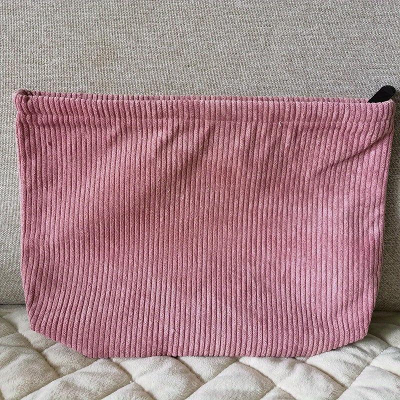 Corduroy Cosmetic Bag Zipper Makeup Bag Travel Accessory