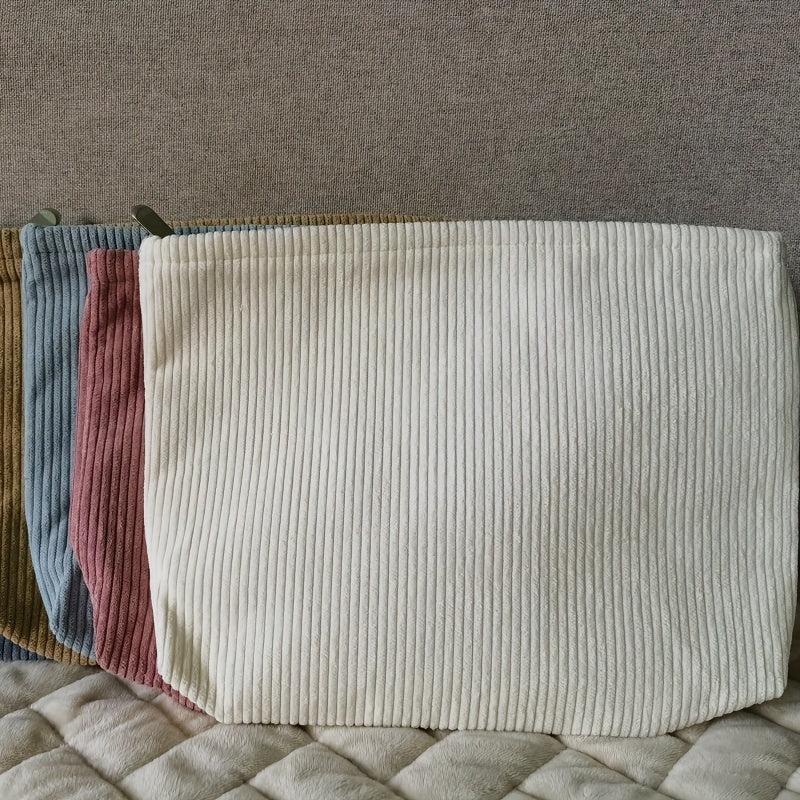 Corduroy Cosmetic Bag Zipper Makeup Bag Travel Accessory