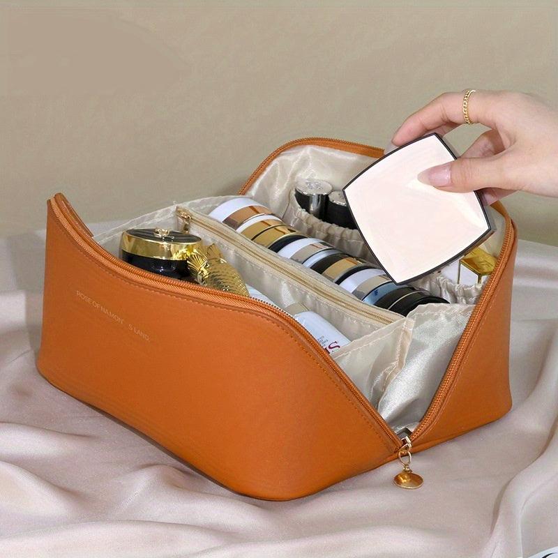 Solid Foldable Pillow Makeup Bag PU Small Toiletry Bag Waterproof