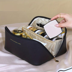 Solid Foldable Pillow Makeup Bag PU Small Toiletry Bag Waterproof