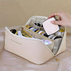 Solid Foldable Pillow Makeup Bag PU Small Toiletry Bag Waterproof