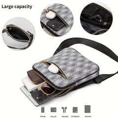 Men's Geometric Pattern Crossbody Bag for Work Commute Business