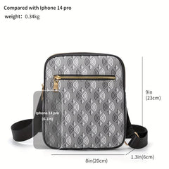 Men's Geometric Pattern Crossbody Bag for Work Commute Business