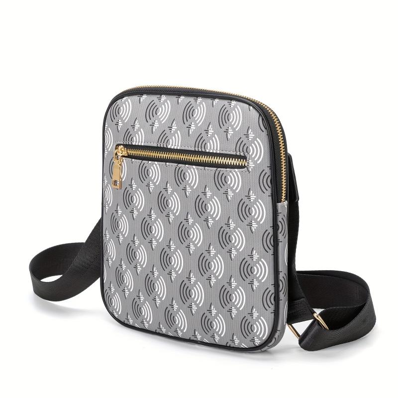 Men's Geometric Pattern Crossbody Bag for Work Commute Business