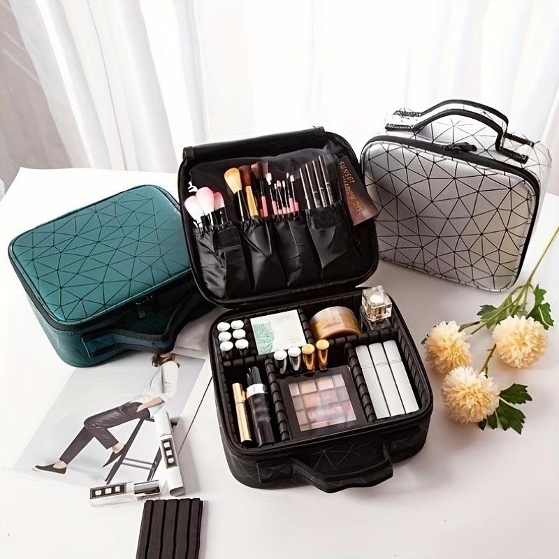 Portable Geometric Pattern Travel Makeup Bag
