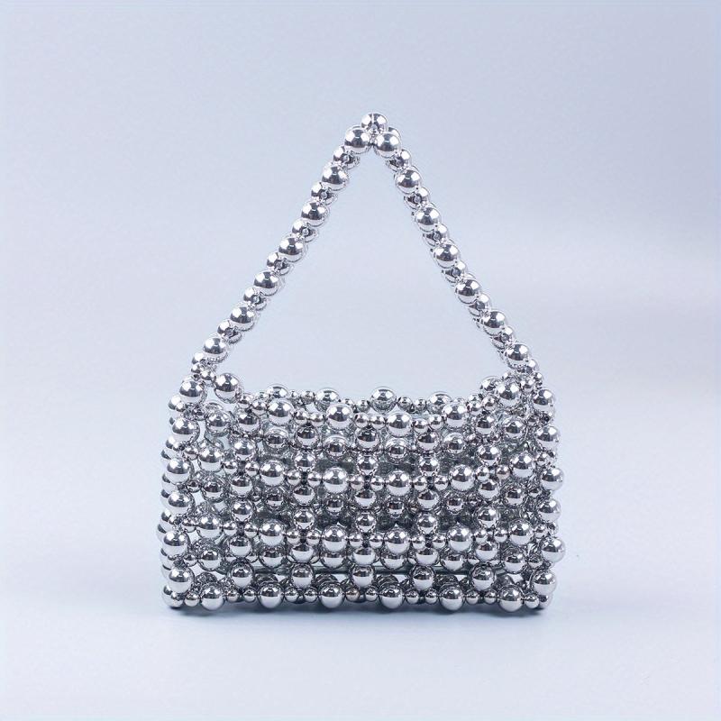 Acrylic Beaded Metallic Evening Bag Versatile Tote Bag For Women