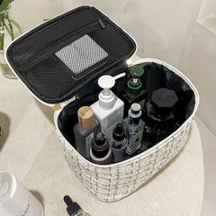 Women's Fancy Tweed Cosmetic Bag Zipper Portable Makeup Bag