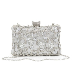 Rhinestone Hand Box Bag Clutch Evening Purse Chain Square Bag