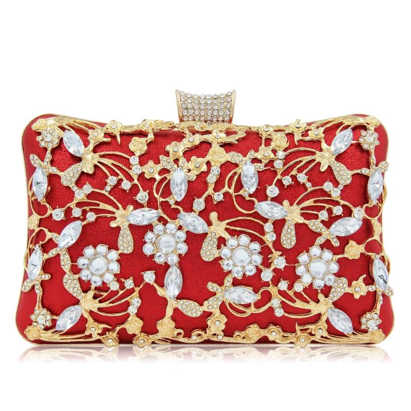 Rhinestone Hand Box Bag Clutch Evening Purse Chain Square Bag